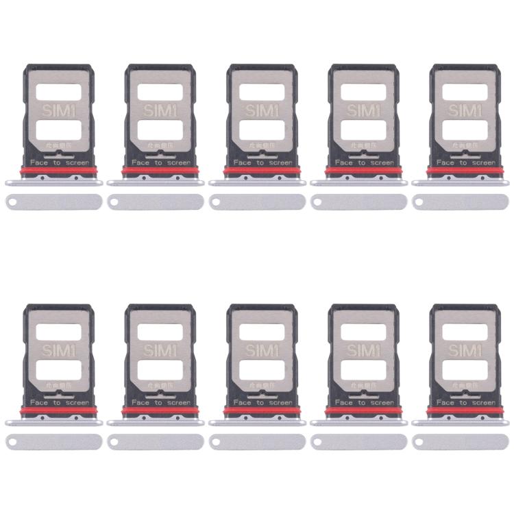Xiaomi Redmi K70 Pro SIM Card Tray Set - 10pcs Replacement Trays (Silver) for Easy Installation