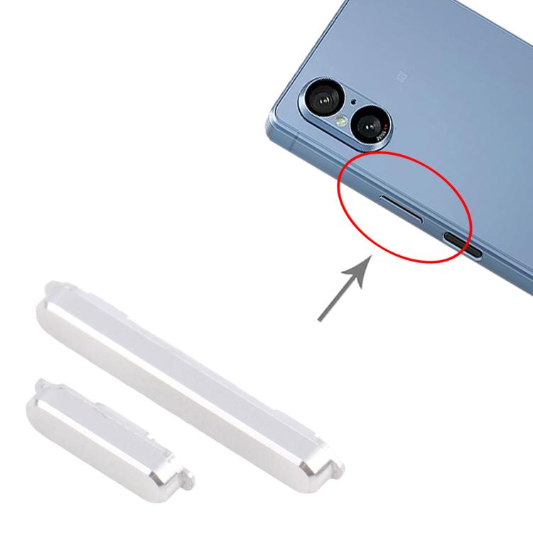 Replacement Power & Volume Control Buttons for Sony Xperia 5 V (Silver) - Compatible, Checked & Ready to Install