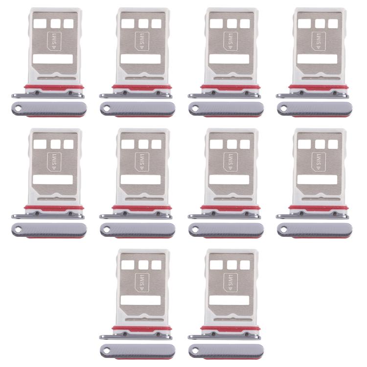 Original SIM & NM Card Tray Set for Huawei Mate 50 Pro - 10pcs (Black) - Compatible Replacement