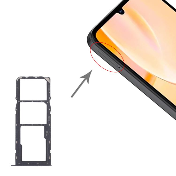 ZTE Blade A55 Z2450 SIM Card Tray + Micro SD Card Tray Replacement (Black) - Fully Compatible, Quality Checked