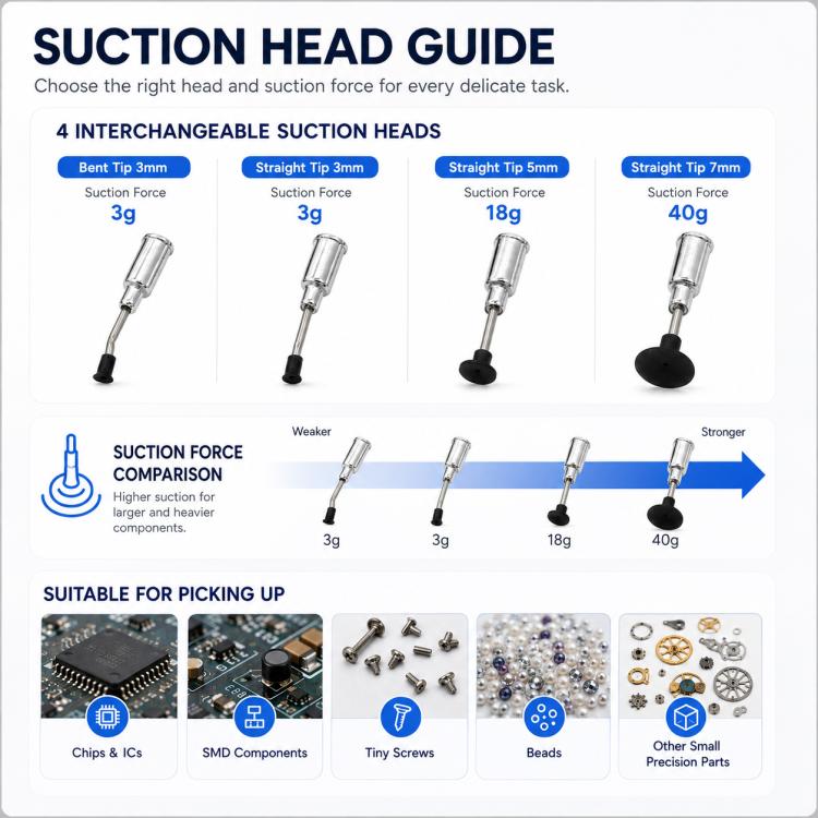 High-Quality Anti-Static Vacuum Suction Pen / IC Component Picker for iPhone & Samsung Devices (Black)