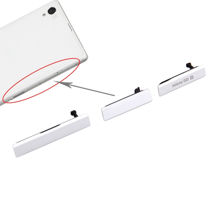 Dustproof SIM Card Cap Set with USB Data Charging Port & Micro SD Card Cover for Sony Xperia Z1 / L39h / C6903 (White)