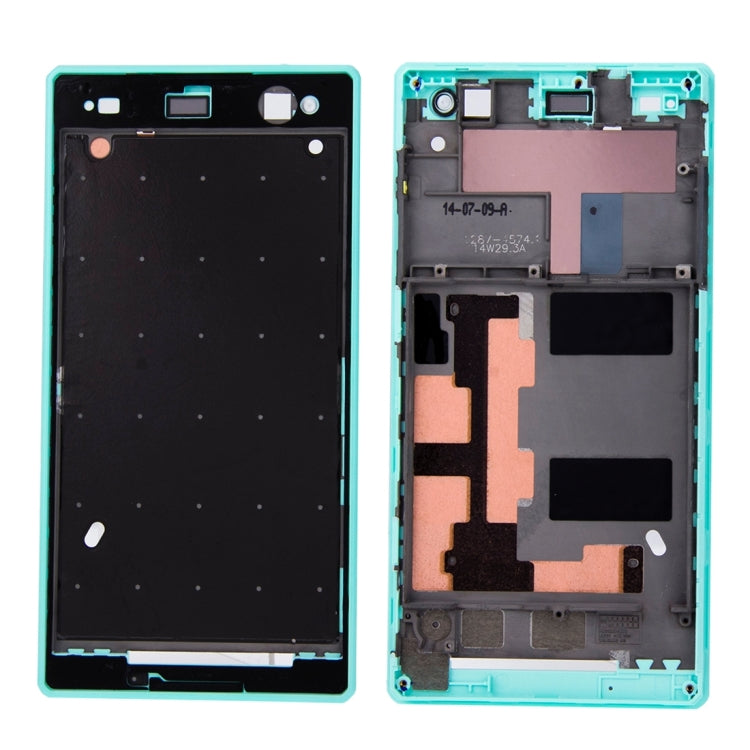 High-Quality Green Front Housing with Adhesive for Sony Xperia C3 (D2533) - LCD Frame Replacement