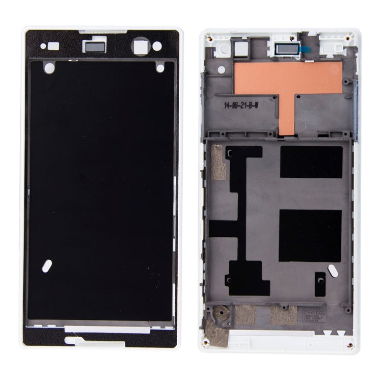 High-Quality Front Housing with Adhesive for Sony Xperia C3 (D2533) - White LCD Frame Replacement