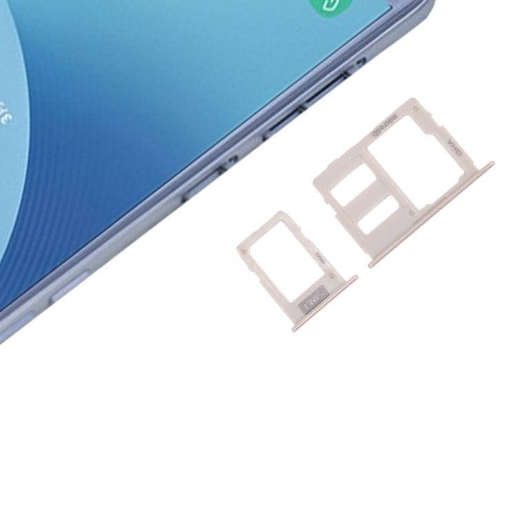 Gold SIM Card Tray + Micro SD Card Tray for Samsung Galaxy J3/J5/J7 (2017) Single SIM Models (J330/J530/J730)