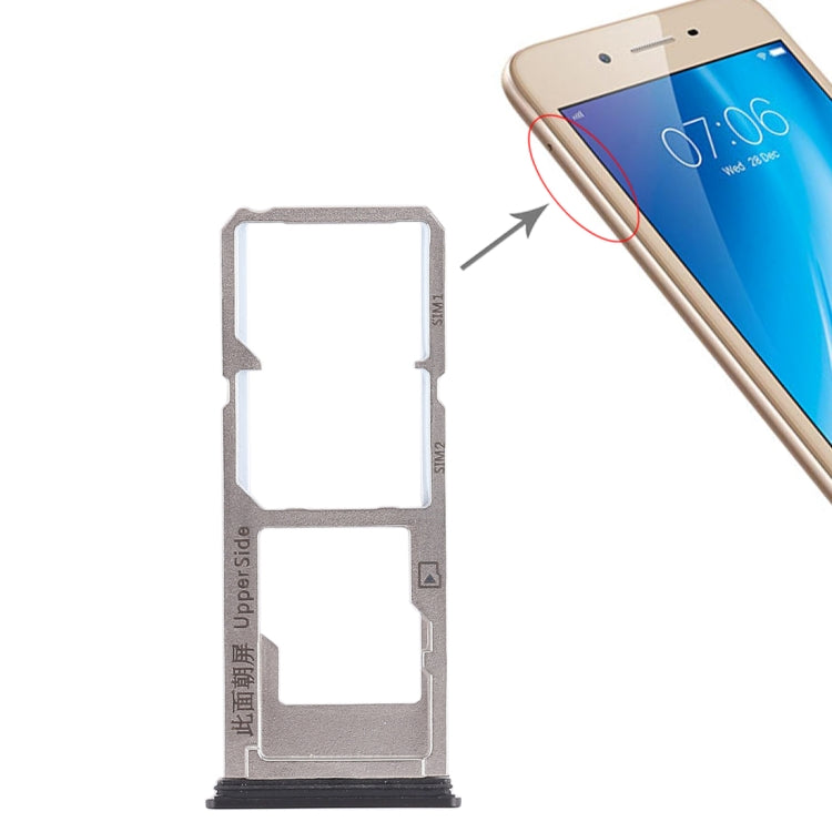 Replacement SIM Card Tray & Micro SD Card Tray for Vivo Y53 (2 x Black Trays) - Quality Checked