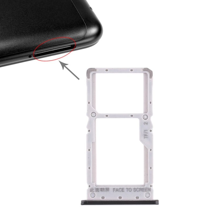 Black SIM Card Tray / Micro SD Card Tray for Xiaomi Redmi Note 6 Pro - Replacement Part