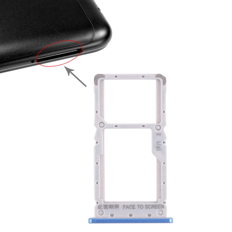 Blue SIM Card Tray / Micro SD Card Tray for Xiaomi Redmi Note 6 Pro - Replacement Part
