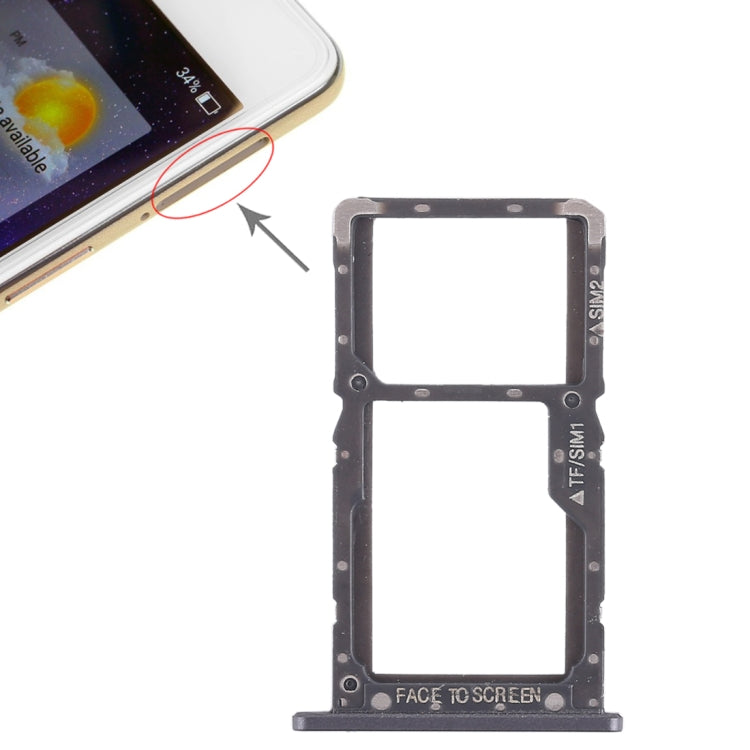 Black SIM Card Tray + Micro SD Card Tray for Xiaomi Pocophone F1 - Replacement Part