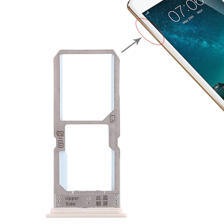Vivo Y67 SIM Card Tray & Micro SD Card Tray (Gold) - Replacement for Broken Parts, Professionally Tested