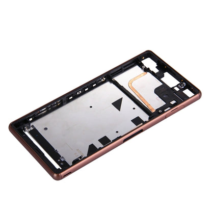 Single SIM LCD Frame Bezel Replacement for Sony Xperia Z3 (Brown) - High Quality Front Housing