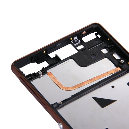 Single SIM LCD Frame Bezel Replacement for Sony Xperia Z3 (Brown) - High Quality Front Housing