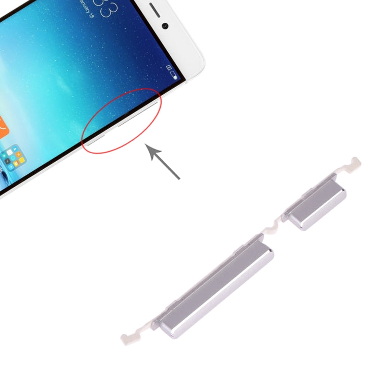 Replacement Power and Volume Control Buttons for Xiaomi Mi 5s (Silver) - Compatible & Quality Checked