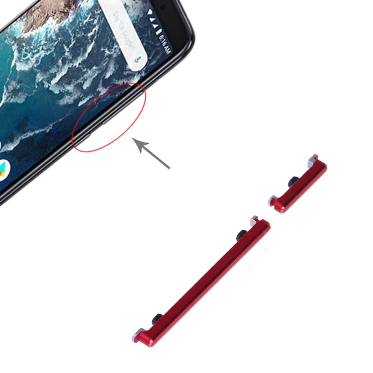 Replacement Power and Volume Control Buttons for Xiaomi Mi 6X / A2 (Red) - Quality Assurance Included
