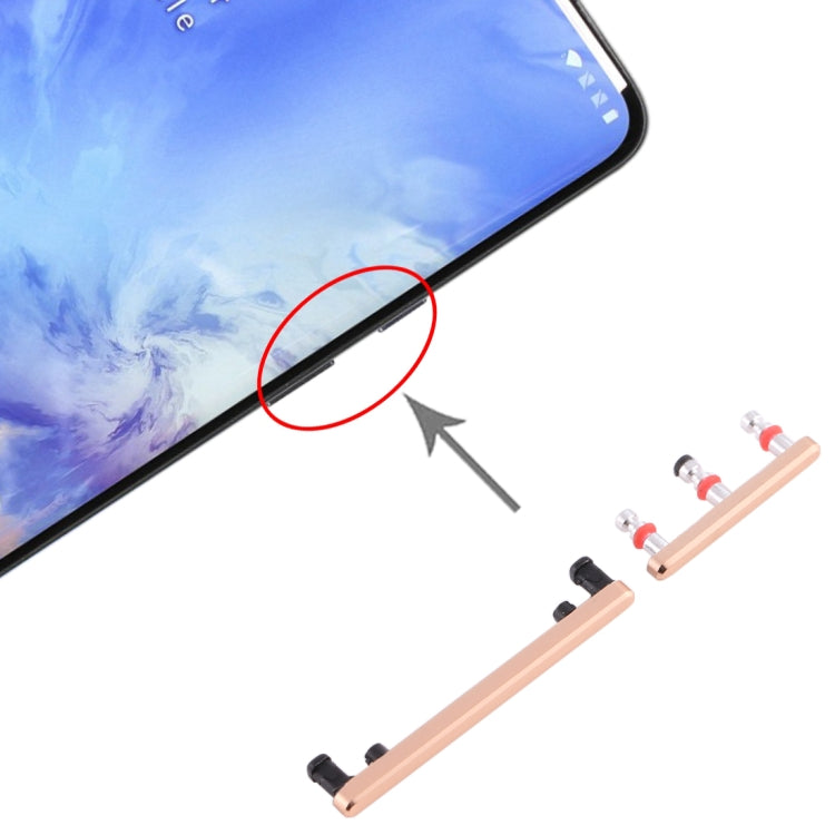 Gold Power and Volume Control Buttons for OnePlus 7 Pro - Compatible Replacement Parts