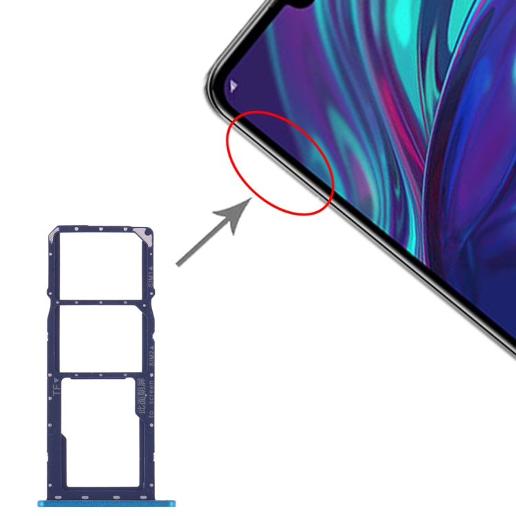 SIM Card Tray + Micro SD Card Tray for Huawei Y7 (2019) / Y7 Pro (2019) / Y7 Prime (2019) - Blue Replacement