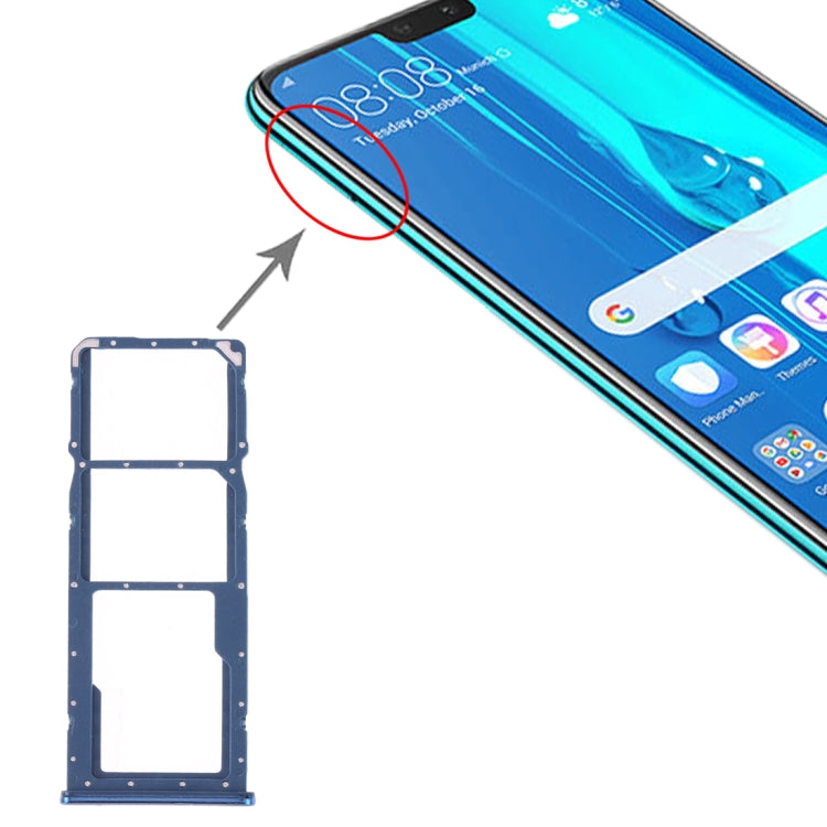Blue SIM Card Tray + Micro SD Card Tray for Huawei Y9 (2019) / Enjoy 9 Plus - Replacement Parts