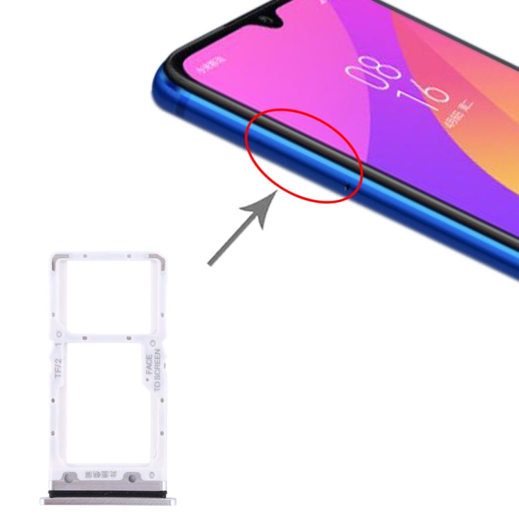 Xiaomi Mi CC9 SIM Card Tray & Micro SD Card Tray Replacement - Silver, Compatible & Fully Functional