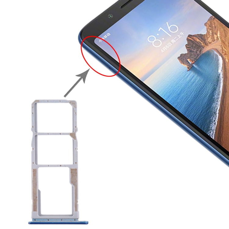 Dark Blue SIM Card & Micro SD Card Tray for Xiaomi Redmi 7A - Replacement Part, Fully Tested & Compatible