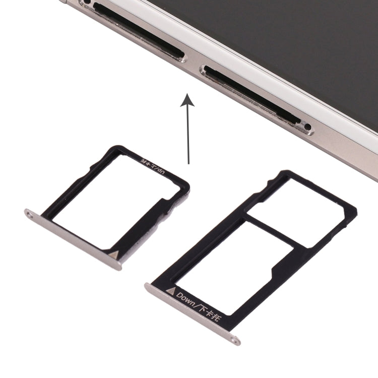Huawei Honor 5X / GR5 Micro SIM & Nano SIM Card Tray + Micro SD Card Tray - Silver Replacement Part