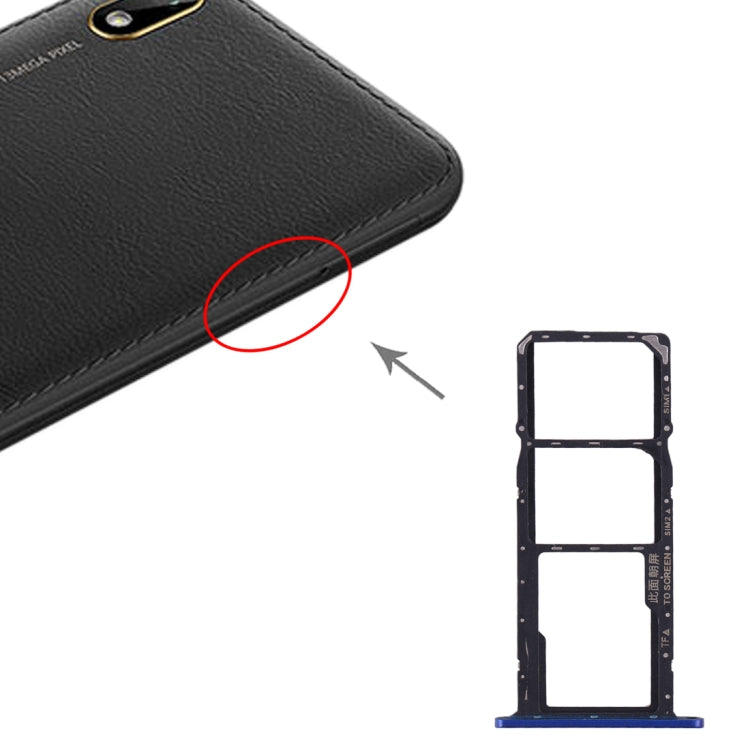 Huawei Y5 (2019) SIM Card Tray + Micro SD Card Tray Replacement - Blue - Fully Compatible & Tested