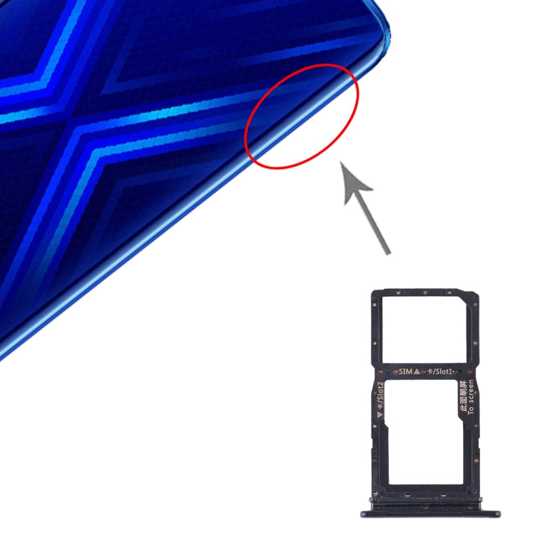 SIM Card Tray & Micro SD Card Tray for Huawei Honor 9X / 9X Pro - Replacement Part (Black)