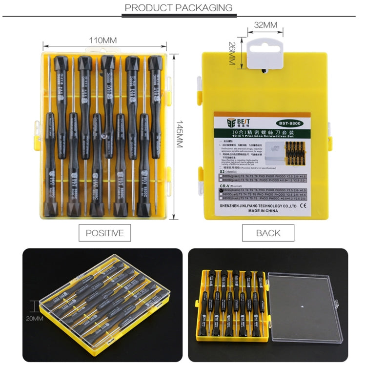 10-in-1 BST-8800C Precision Screwdriver Set - Durable Repair Tools Kit for Professional Device Maintenance