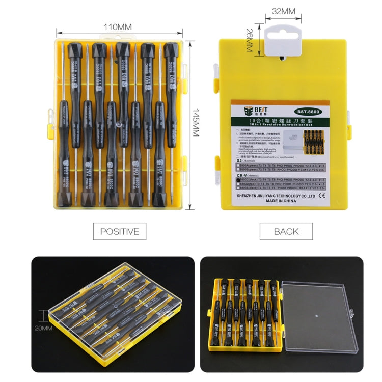 10-in-1 BST-8800E Precision Magnetic Screwdriver Set - Professional Repair Tools Kit with Cr-V Steel Heads