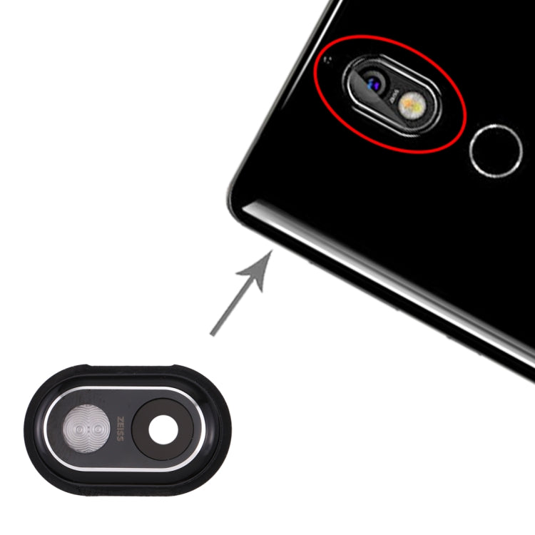 Replacement Camera Lens Cover for Nokia 7 (Black) - Compatible, Fully Functional, Professional Installation Recommended