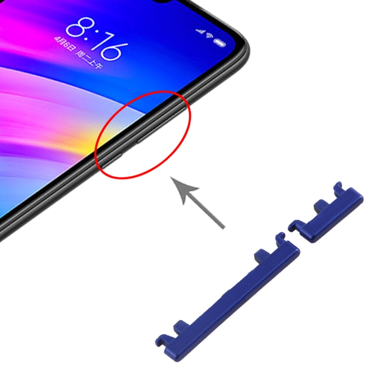 Replacement Side Keys for Xiaomi Redmi 7 (Power & Volume Control, Blue) - Compatible & Professionally Tested