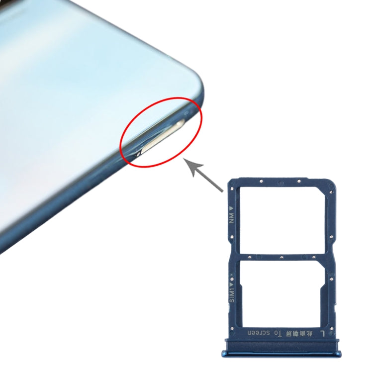 SIM & NM Card Tray for Huawei Honor 20 Lite - Replacement Part (Blue) - Professional Installation Recommended