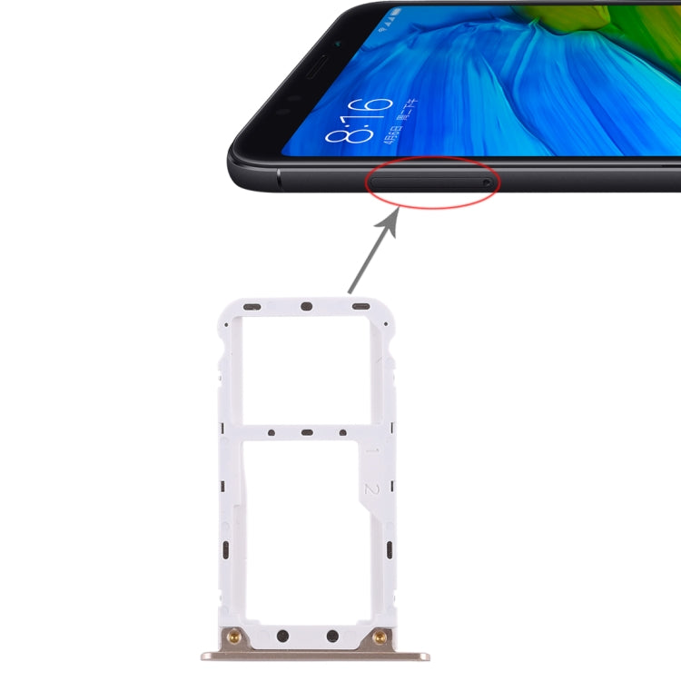 Gold SIM Card Tray / Micro SD Card Tray for Xiaomi Redmi 5 Plus - Replacement Part, Quality Checked