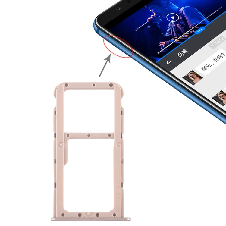 Gold SIM Card Tray + Micro SD Card Tray for Huawei Honor Play 7X - Replacement Part, Quality Checked