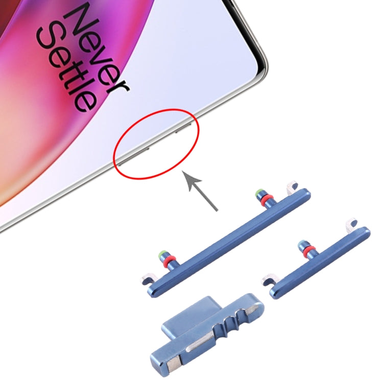 OnePlus 8 Replacement Power and Volume Control Buttons (Blue) - Perfect Fit, Professional Installation Recommended