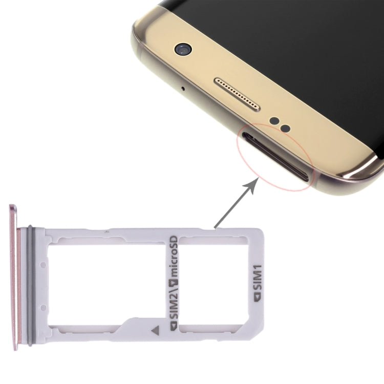 Pink SIM Card Tray / Micro SD Card Tray for Samsung Galaxy S7 Edge - Replacement Part