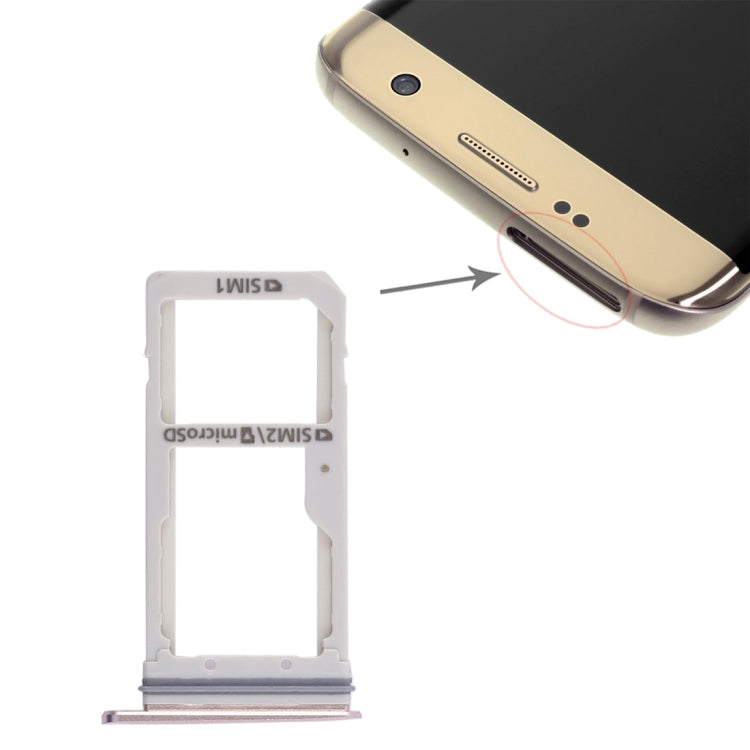 Gold SIM Card & Micro SD Card Tray for Samsung Galaxy S7 Edge - Replacement Part