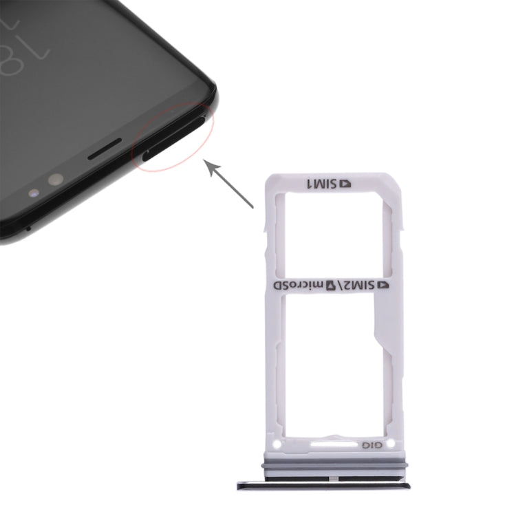 Black SIM & Micro SD Card Tray for Samsung Galaxy S8/S8+ (G955F/G955U/G9550) - Replacement Part