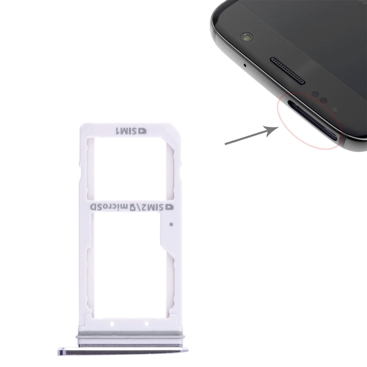Black SIM & Micro SD Card Tray for Samsung Galaxy S7 - Replacement for Dual SIM Use