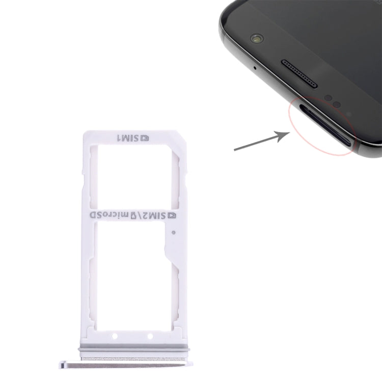 White Dual SIM & Micro SD Card Tray for Samsung Galaxy S7 - Replacement Part, Quality Checked