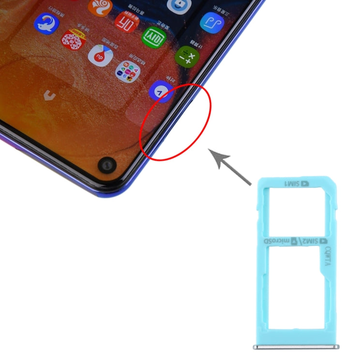 Samsung Galaxy A60 SIM Card Tray + Micro SD Card Tray (Baby Blue) - Replacement Part, Fully Compatible
