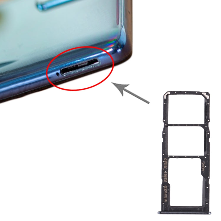 Samsung Galaxy A71 SIM Card Tray + Micro SD Card Tray Replacement (Black) - Compatible Parts for Repair