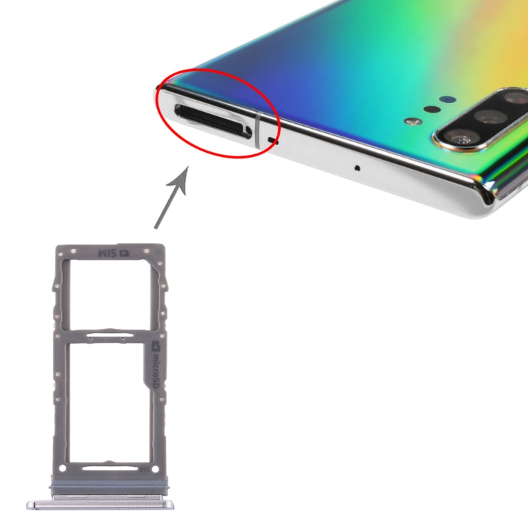 Grey SIM Card Tray & Micro SD Card Tray for Samsung Galaxy Note10+ - Replacement Part