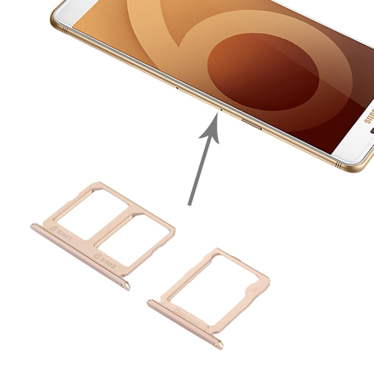 Gold SIM Card Tray & Micro SD Card Tray for Samsung Galaxy C9 Pro / C9000 - High Quality Replacement