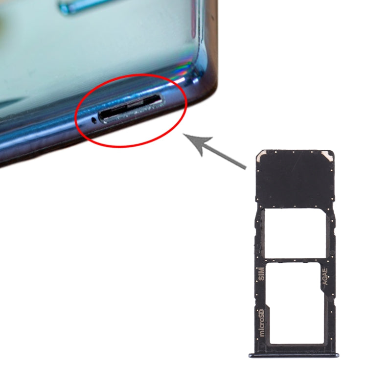 Samsung Galaxy A71 / A715 SIM Card Tray & Micro SD Card Tray Replacement (Black) - Compatible & Tested