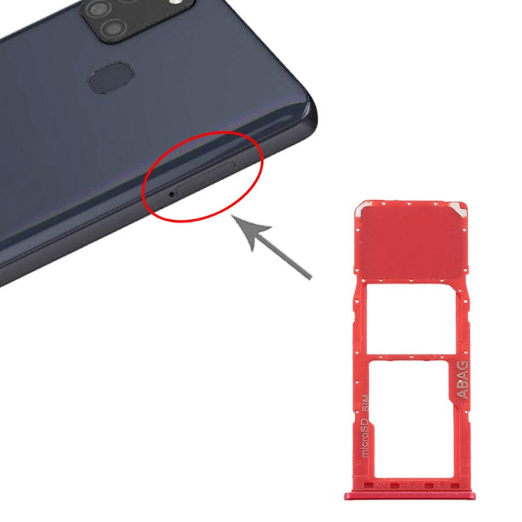 Samsung Galaxy A21s SIM & Micro SD Card Tray Replacement (Red) - Compatible & Fully Functional