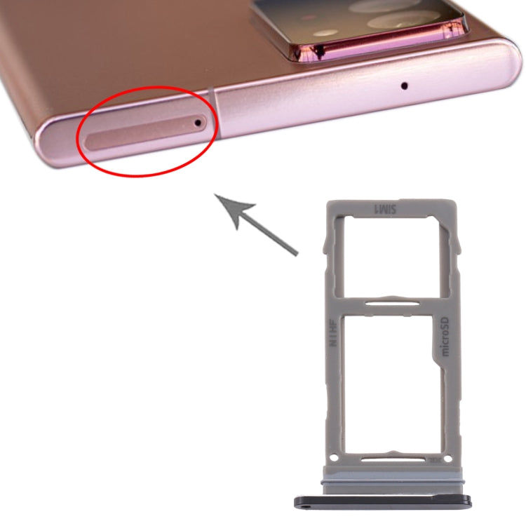 Samsung Galaxy Note20 Ultra SIM Card Tray & Micro SD Card Tray Replacement (Black) - Compatible & Quality Checked