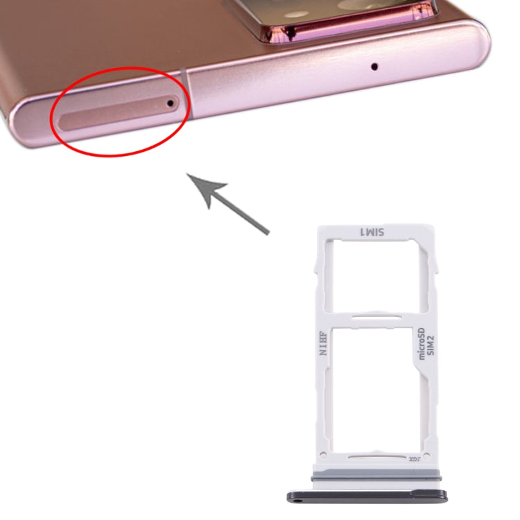 Samsung Galaxy Note20 Ultra SIM Card Tray + Micro SD Card Tray Replacement (Black) - Compatible & Functional