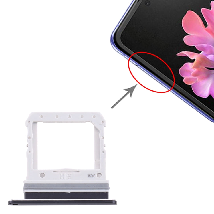 Samsung Galaxy Z Flip SM-F700 Black SIM Card Tray - Replacement Part for Broken Trays, Professional Installation Recommended
