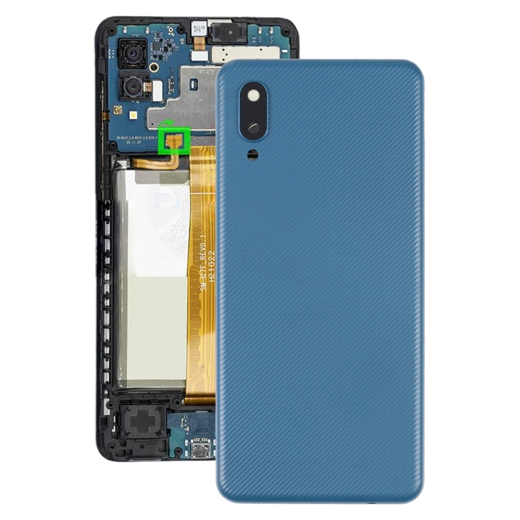 Samsung Galaxy A02 Blue Battery Back Cover with Camera Lens Frame - Durable Replacement Part
