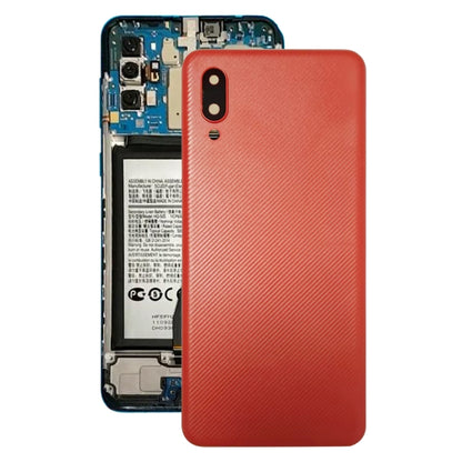 Samsung Galaxy A02 Red Battery Back Cover with Camera Lens Frame - Compatible Replacement Part
